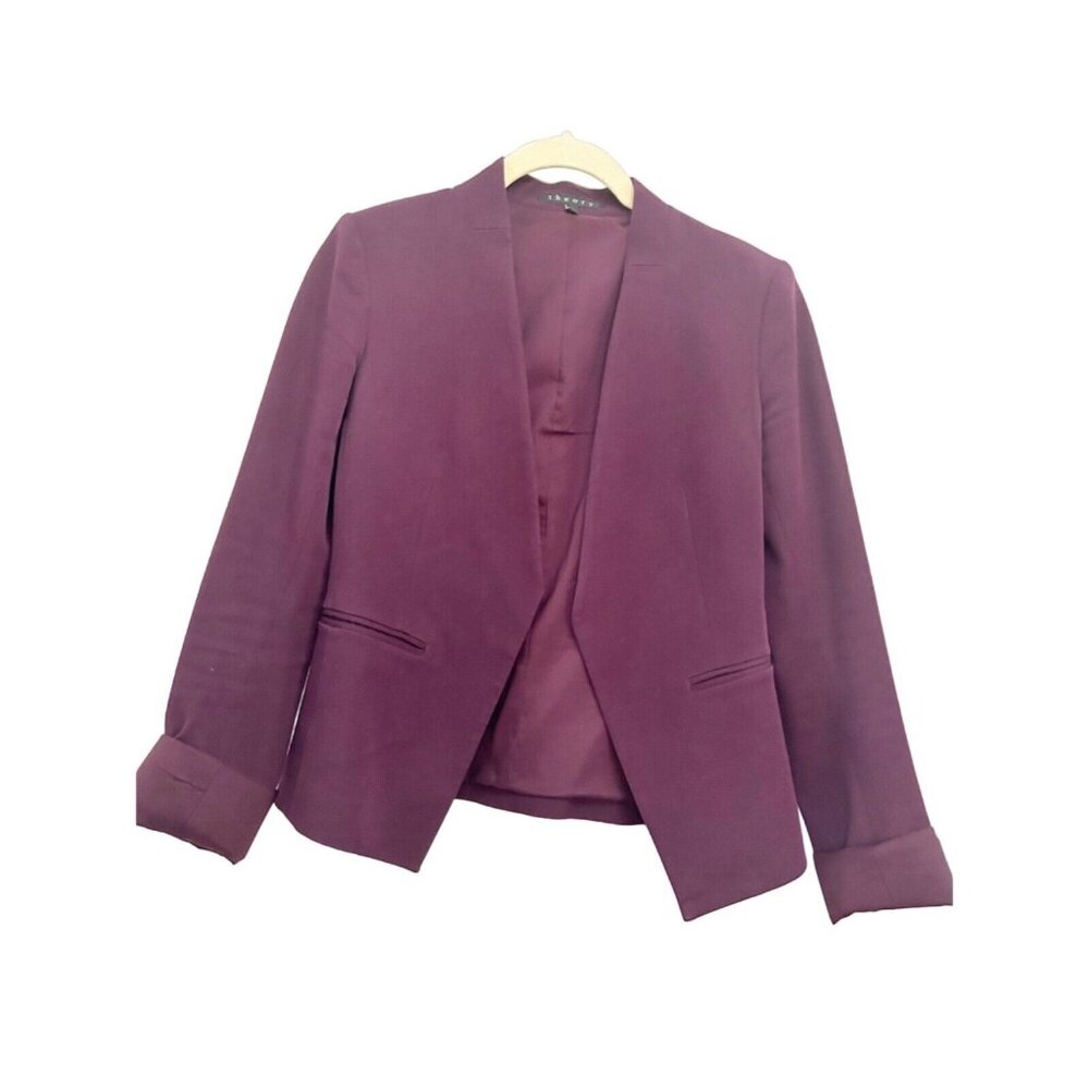 Theory Wine Colored Cropped Blazer 00 euc